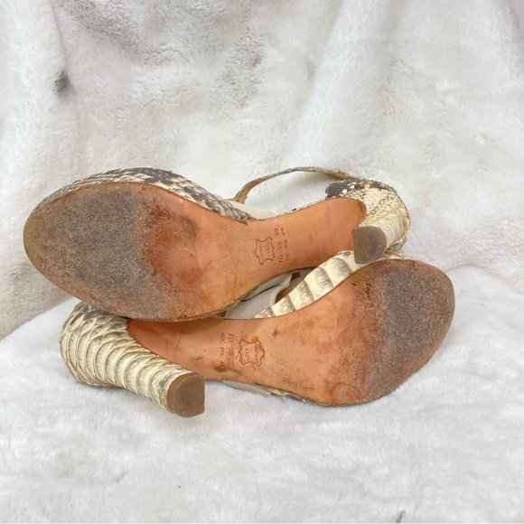 Alexandre Birman Python Snakeskin Platform Zip Heels Snake 7B Sexy Natural - Picture 10 of 11